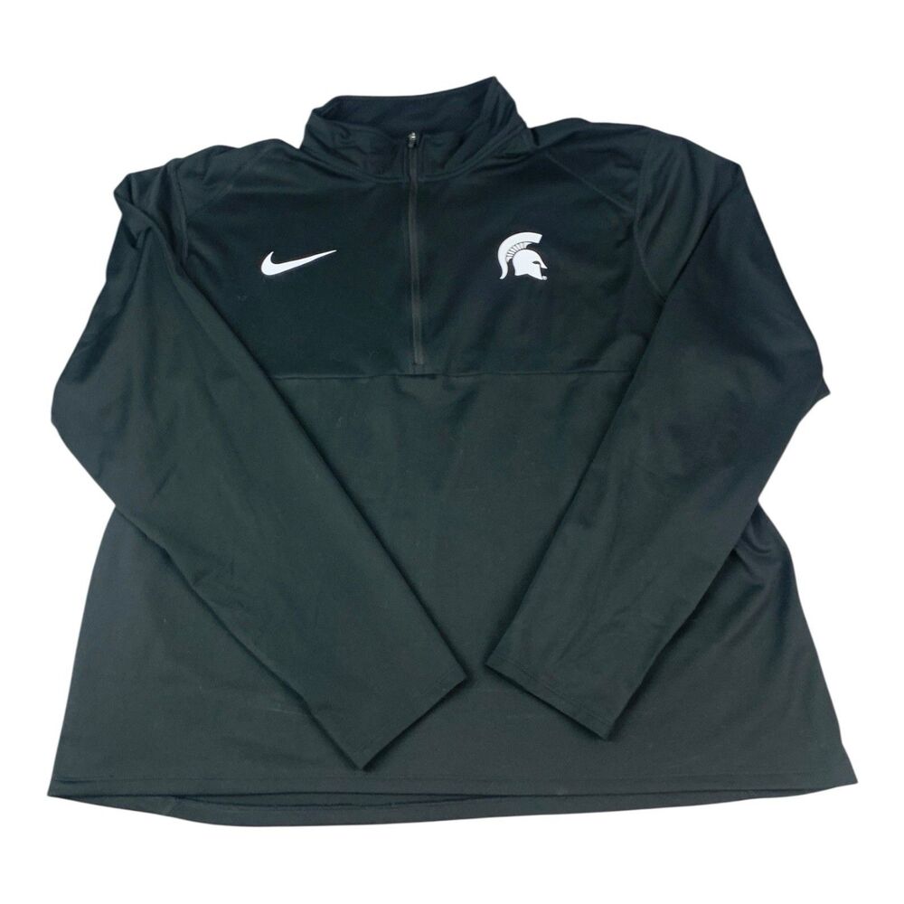 Michigan State Spartans Nike Dri Fit 1/4 Zip Pullover Top, Black, Men’s Size 2XL